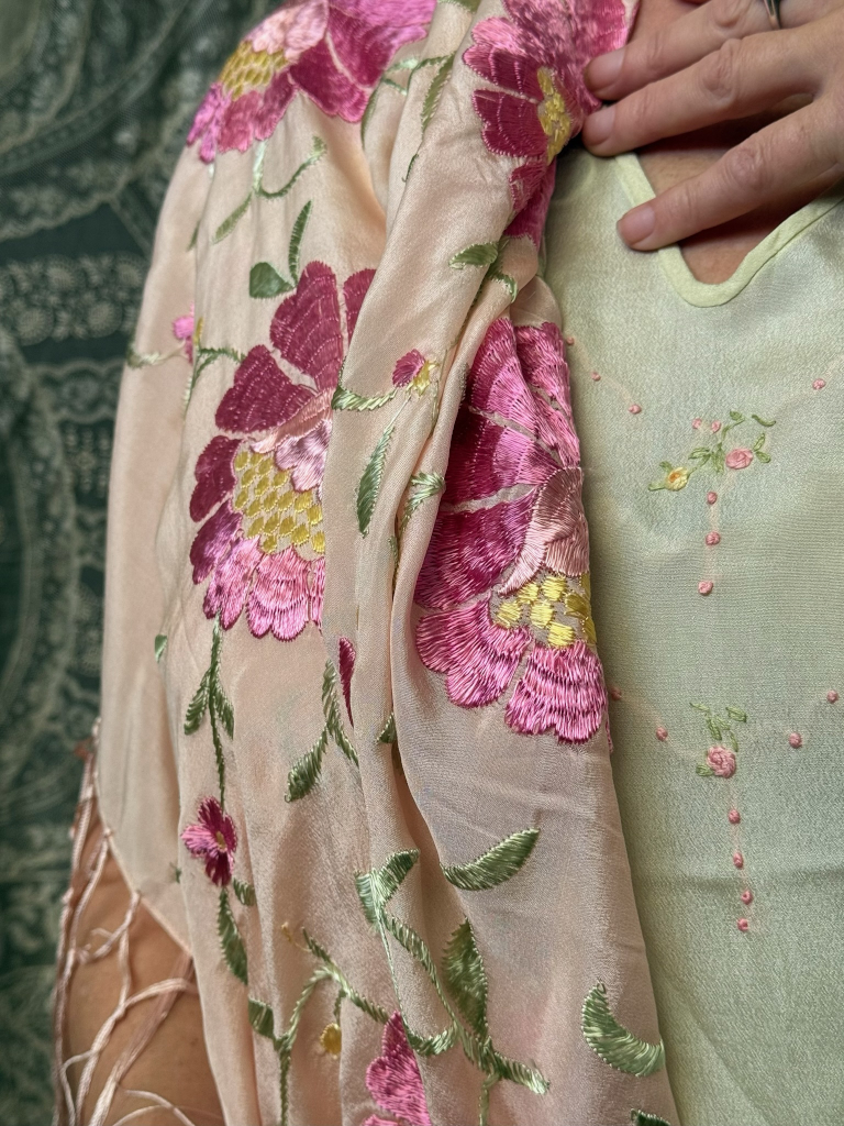 Detail of a vintage lace shawl from the Lacis collection